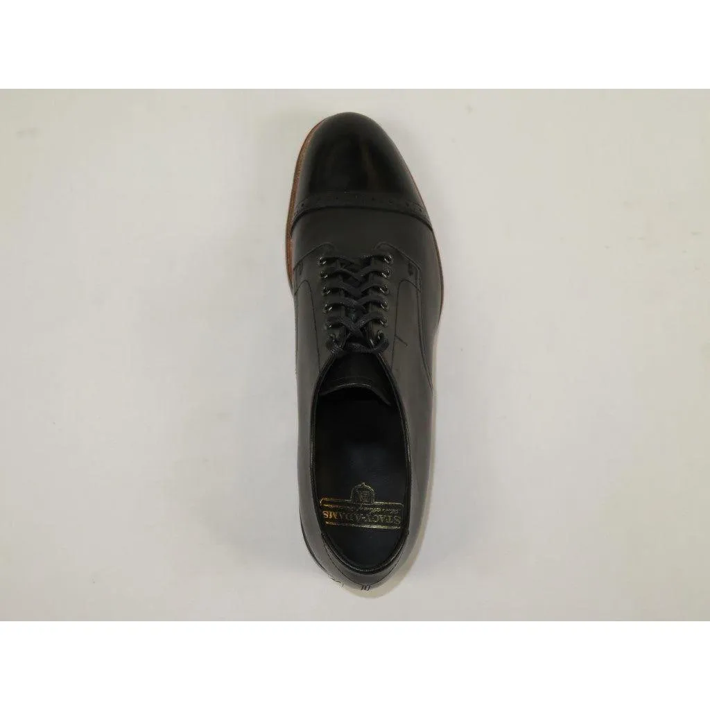 00107, Stacy adams Leather Shoes Cap Toe Oxford Lace Up Black