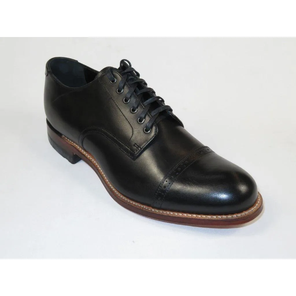 00107, Stacy adams Leather Shoes Cap Toe Oxford Lace Up Black
