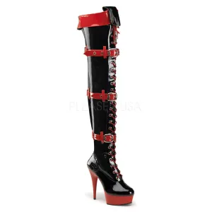 6 Inch Heel MEDIC-3028 Black-Red Patent Sexy Nurse Boots