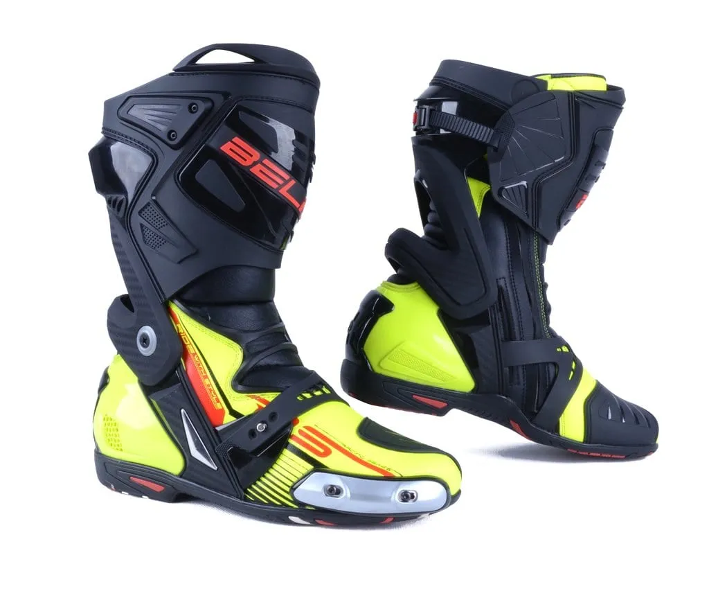 Bela Race Pro Motorcycle Racing Boots - Fluro Yellow