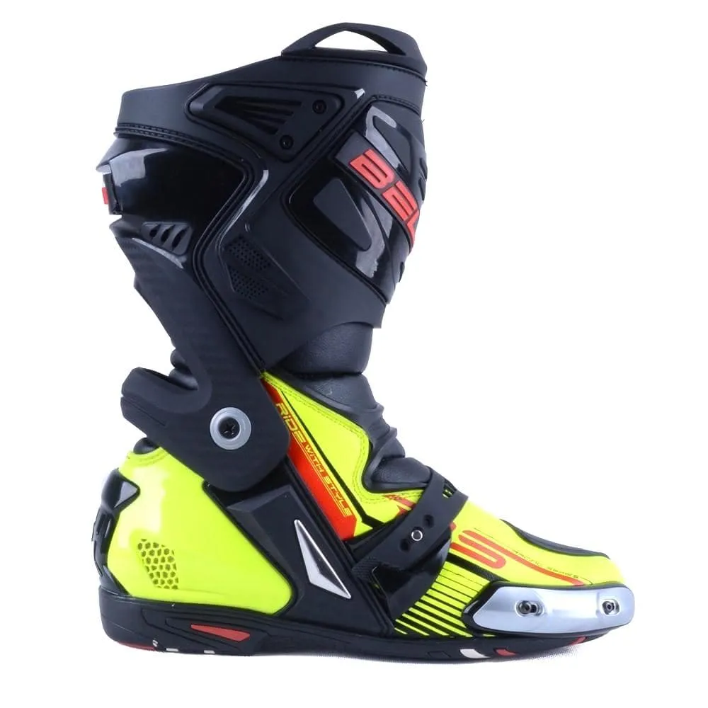 Bela Race Pro Motorcycle Racing Boots - Fluro Yellow
