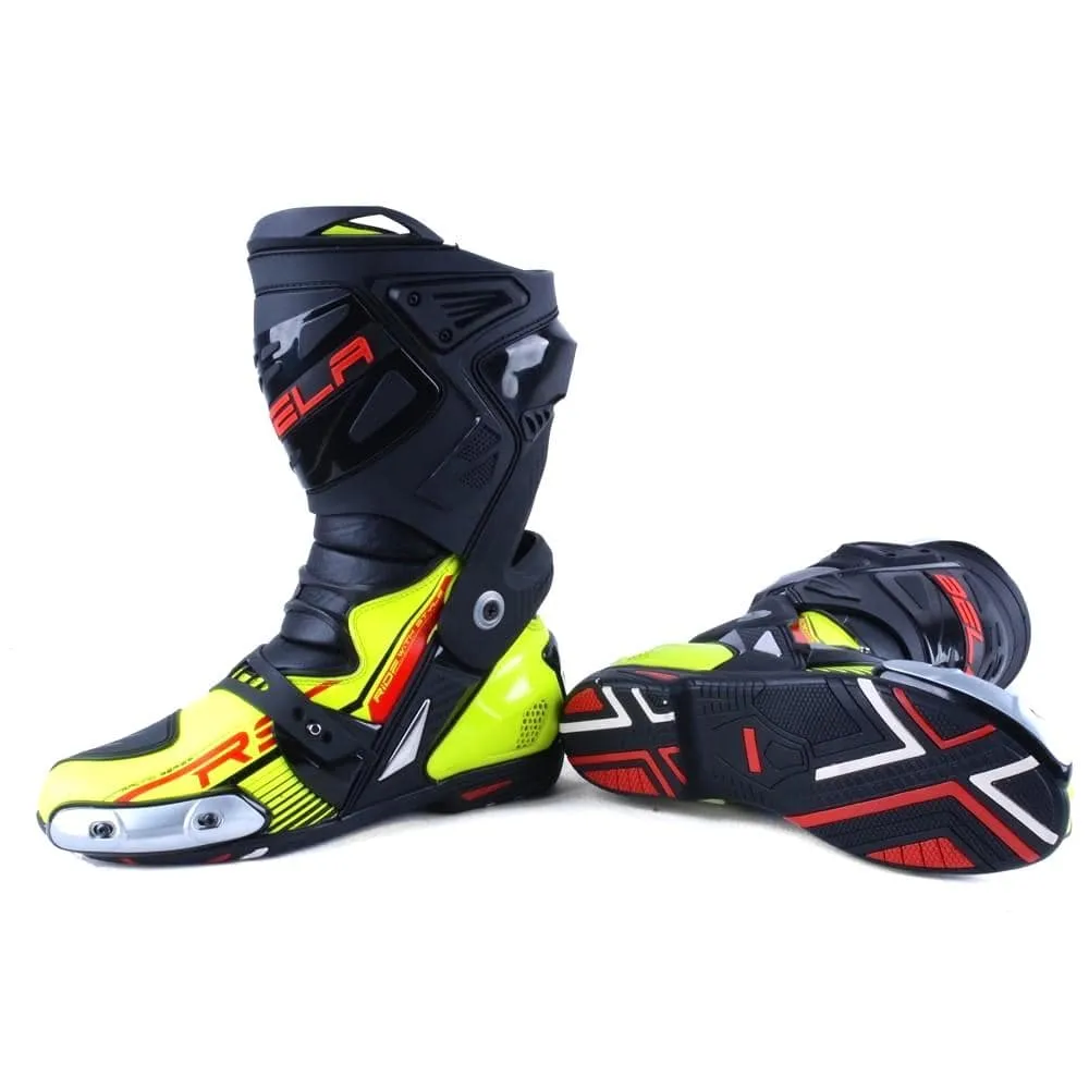 Bela Race Pro Motorcycle Racing Boots - Fluro Yellow