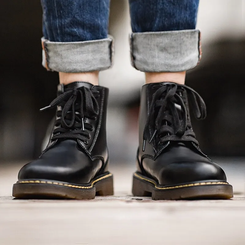 Black High Top Motorcycle Ankle Boots
