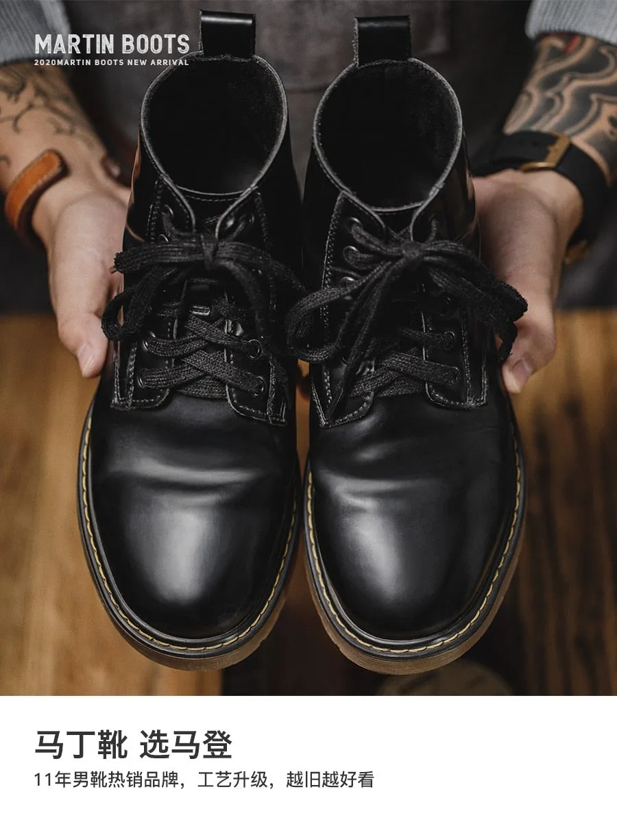 Black High Top Motorcycle Ankle Boots