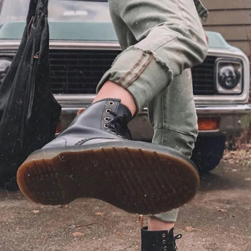 Black High Top Motorcycle Ankle Boots
