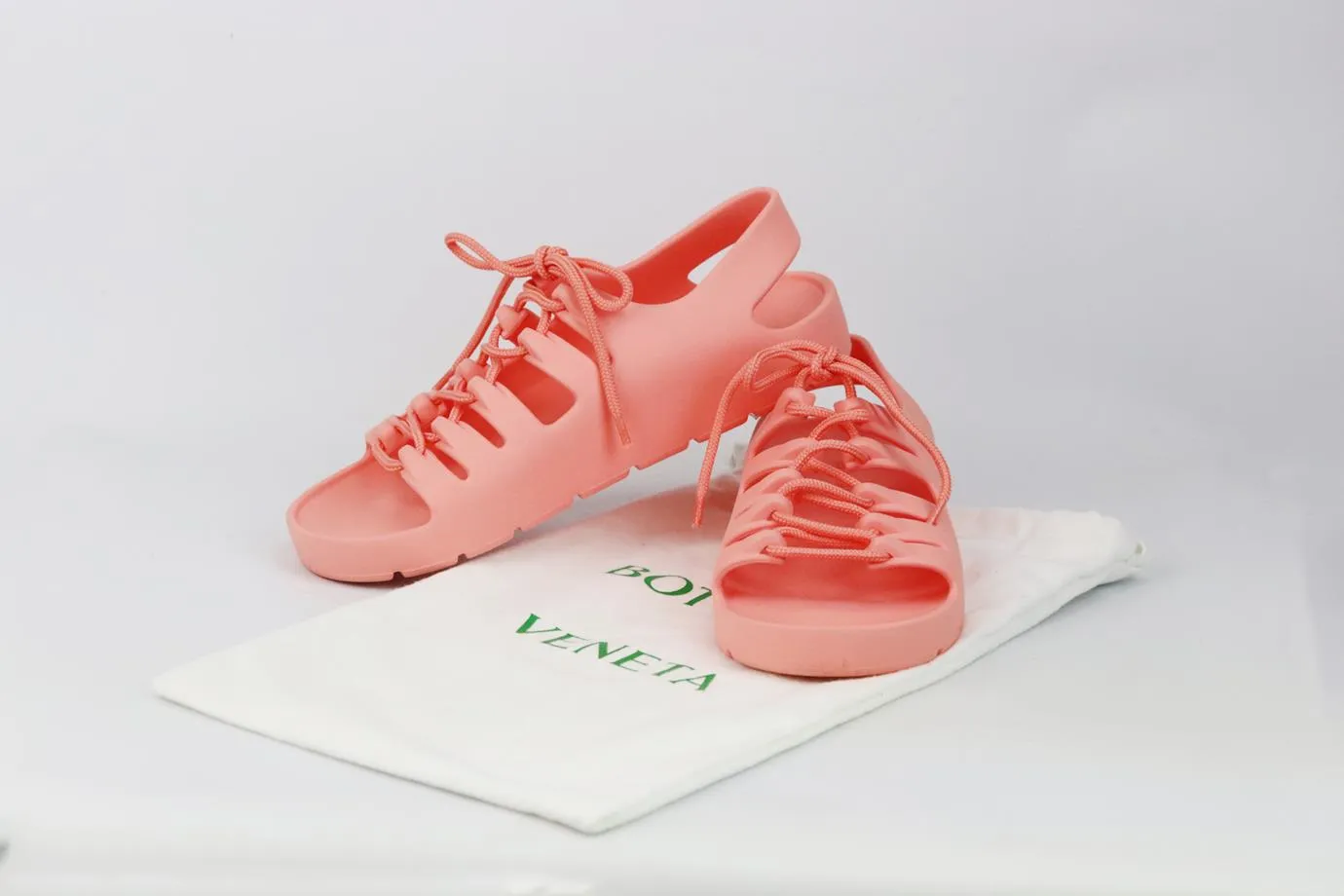 BOTTEGA VENETA JELLY LACE UP RUBBER SANDALS EU 38 UK 5 US 8
