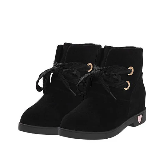 Candy Color Lace Up Round Toe Short Flat Snow Boots