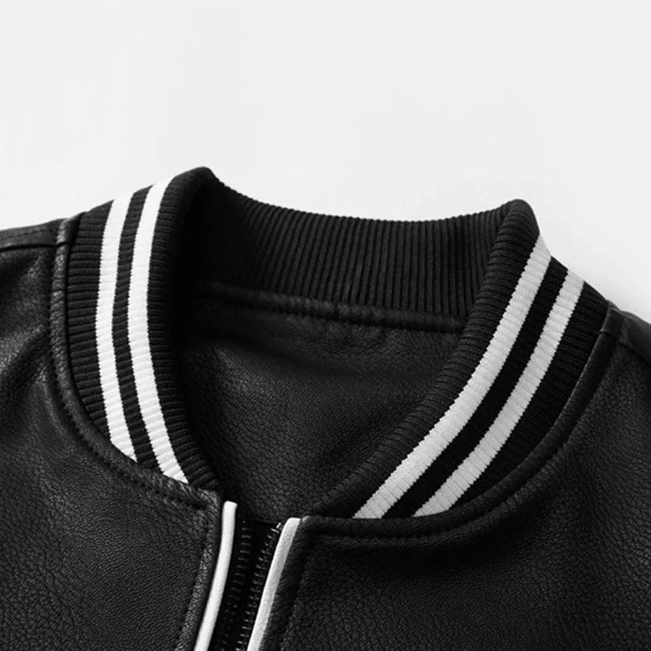 Casual Patchwork Faux Leather Jacket - Perfect for Spring and Autumn