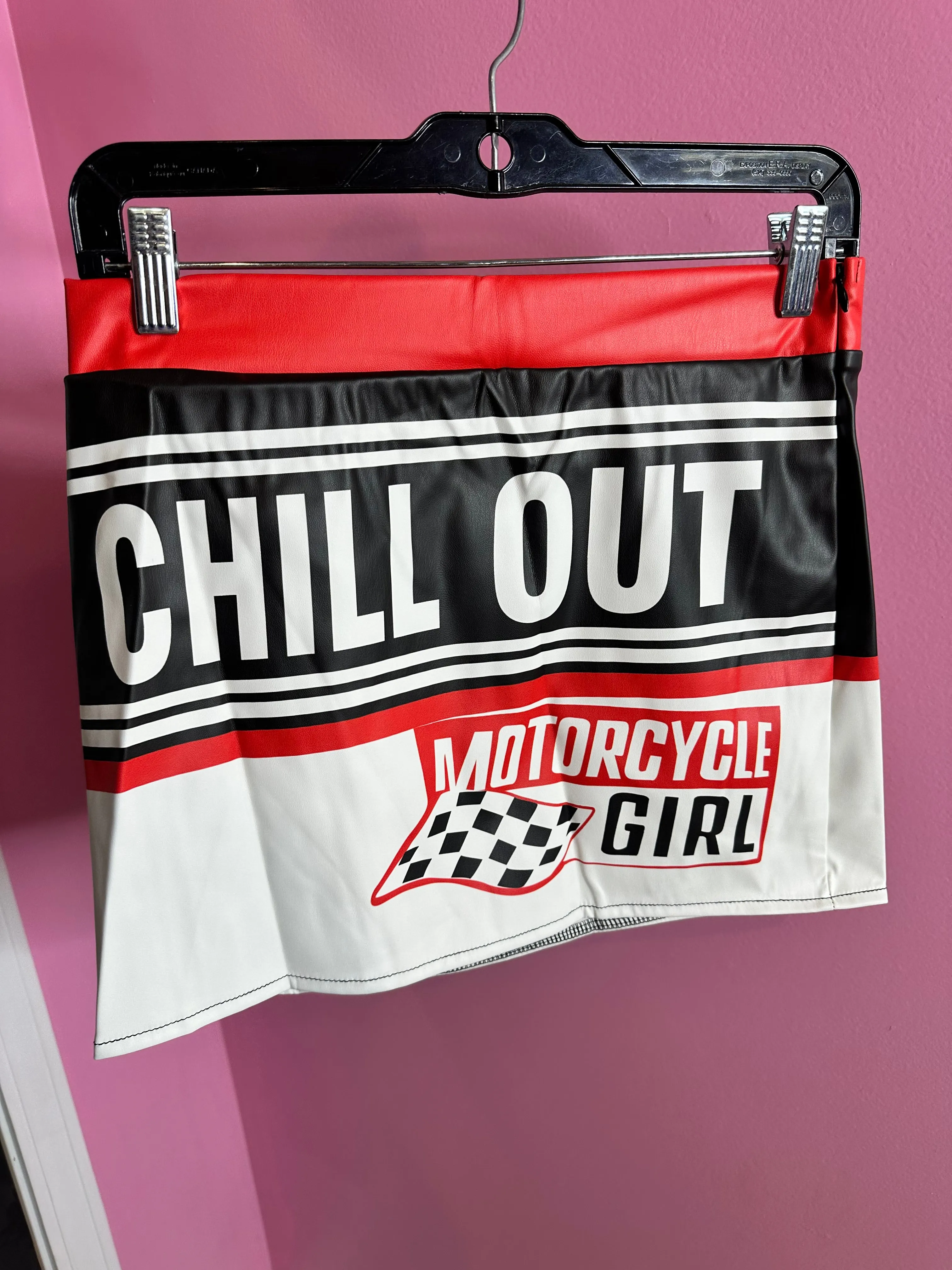 Chill Out Motorcycle Girl Skirt Set- Black/Red