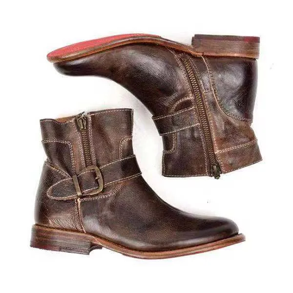 EchoStride - Modern Short Square Heel Boots by The Nevermore