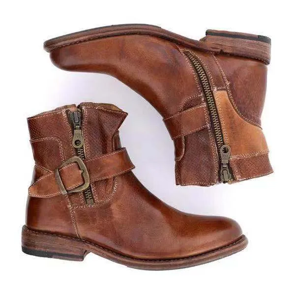EchoStride - Modern Short Square Heel Boots by The Nevermore