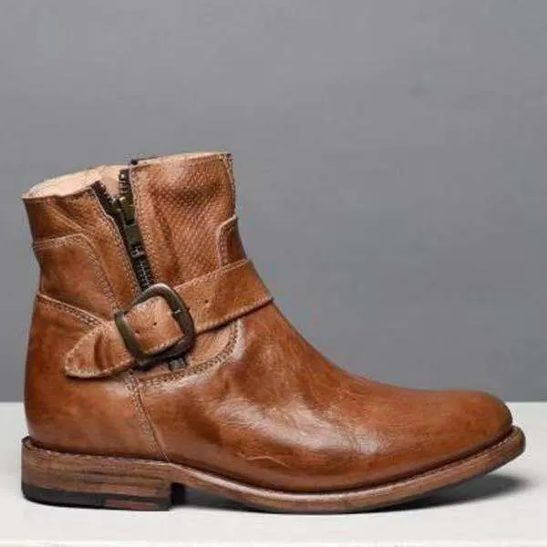 EchoStride - Modern Short Square Heel Boots by The Nevermore