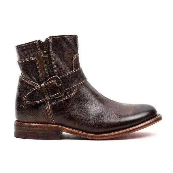 EchoStride - Modern Short Square Heel Boots by The Nevermore