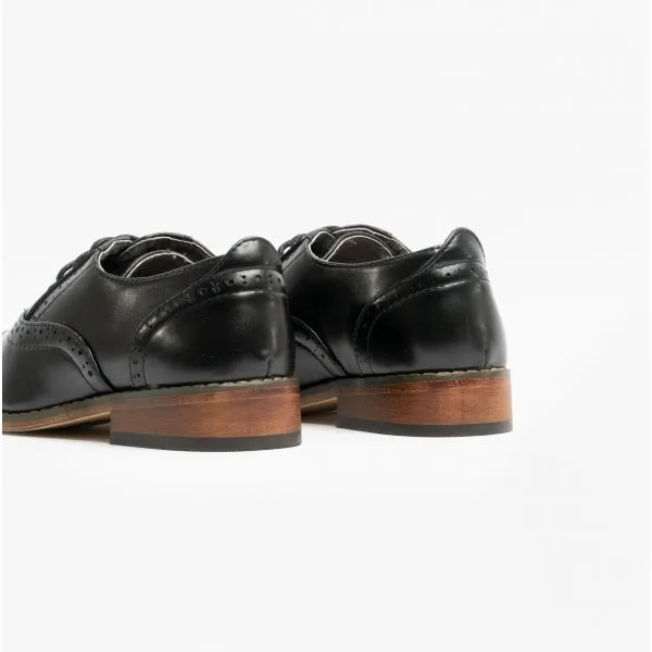 FRANCIS JNR Boys Oxford Lace Up Shoes Black