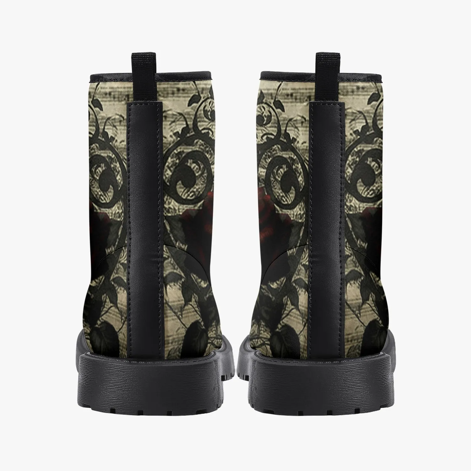 Gothic Music and Roses Vintage Style Combat Boots (JPREGAI1)