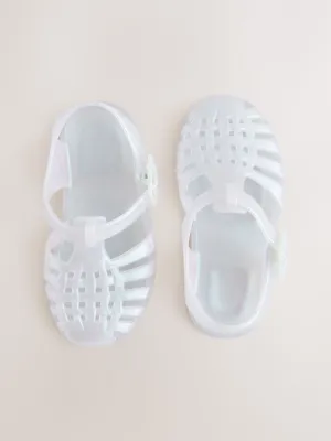 Iridescent White Fisherman Jelly Sandals