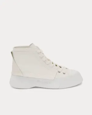 Leather and Canvas White High Top Sneakers