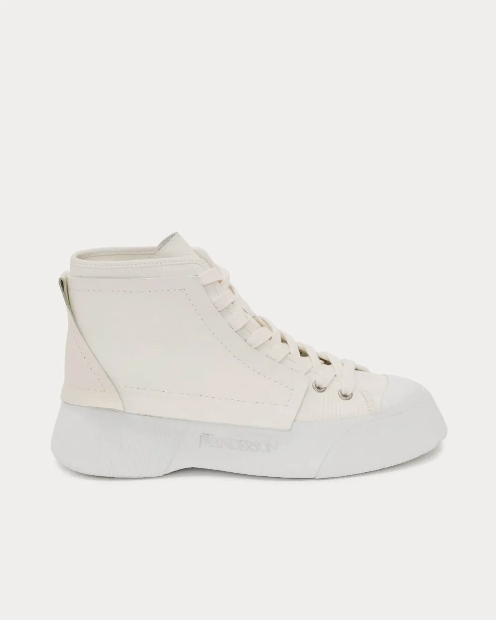 Leather and Canvas White High Top Sneakers