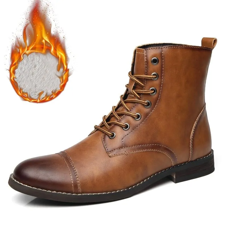 Men's Motorcycle Boots PU Leather Lace-up Military  Boots