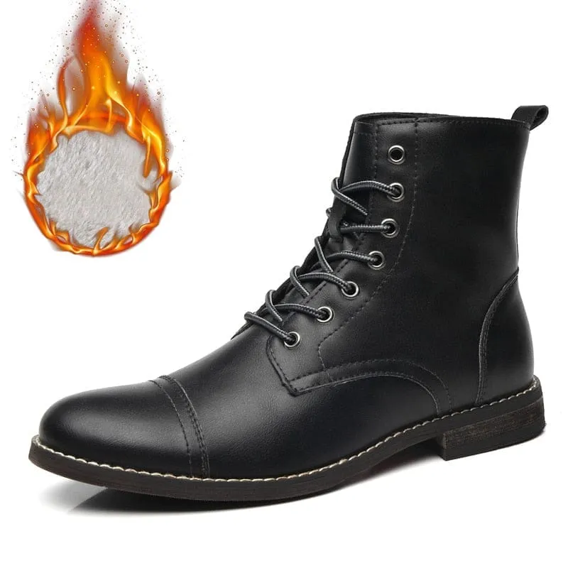 Men's Motorcycle Boots PU Leather Lace-up Military  Boots