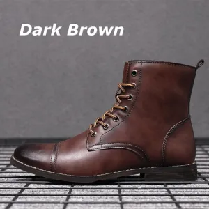 Men's Motorcycle Boots PU Leather Lace-up Military  Boots