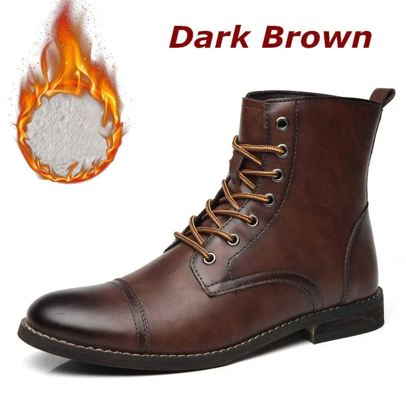 Men's Motorcycle Boots PU Leather Lace-up Military  Boots