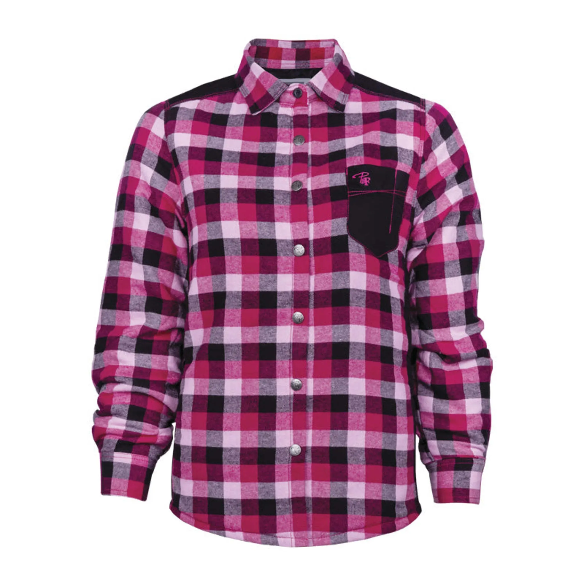 P&F Women's Work Shirt - Padded Plaid, Cotton/Poly Blend, Quilted Nylon Lining, Zippered Side Pockets, Chest Pocket, Elbow Patches | Sizes 2XS-3XL