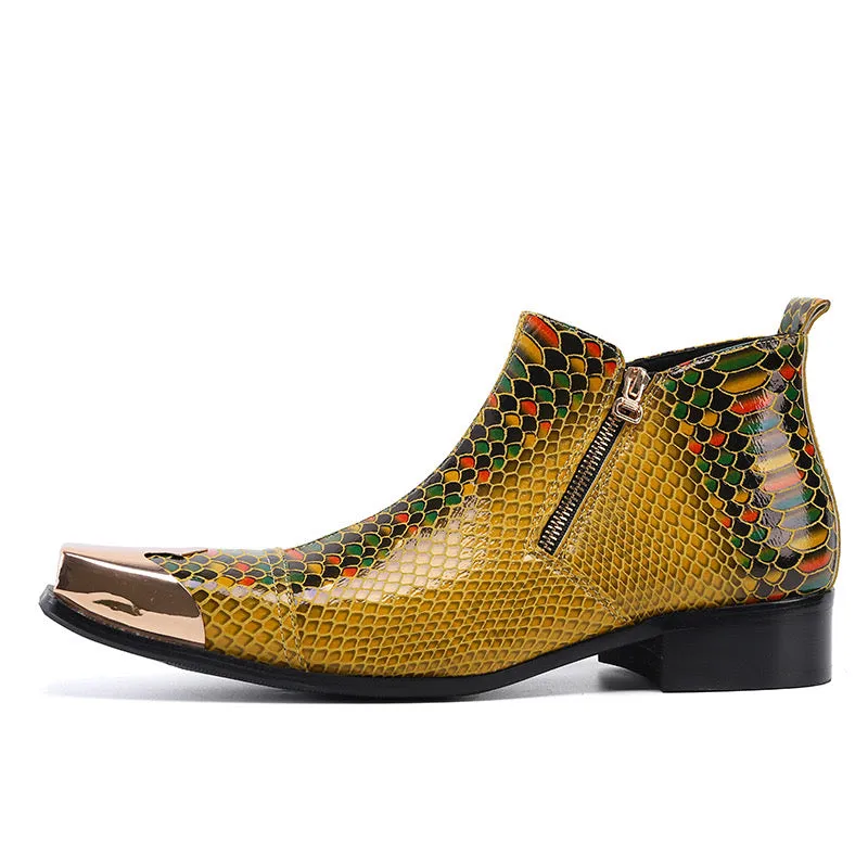 Red Western men's boots Men's zipper motorcycle boots
