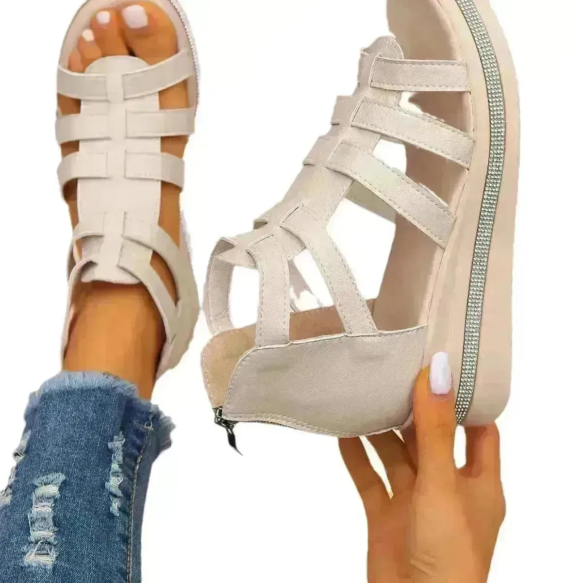 Roman Style Summer Women's Wedge  Platform Chunky Sandals for Women
