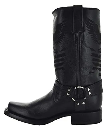 Soto Boots Men's Leather Harness Boots H50021 (10, Black)