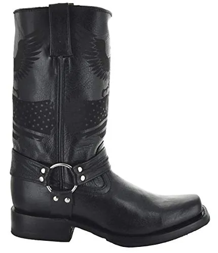 Soto Boots Men's Leather Harness Boots H50021 (10, Black)