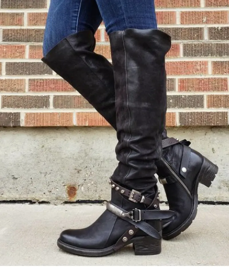Starlet Luxe Buckled High-Tube Boots - by The Nevermore