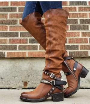 Starlet Luxe Buckled High-Tube Boots - by The Nevermore