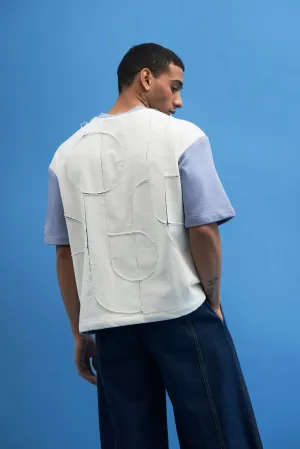 Steel Blue Shoji Patch Work T-Shirt