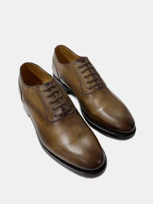 Tan Oxford Plain Tip Lace-up Shoe - Sample  - LUCKY LAST
