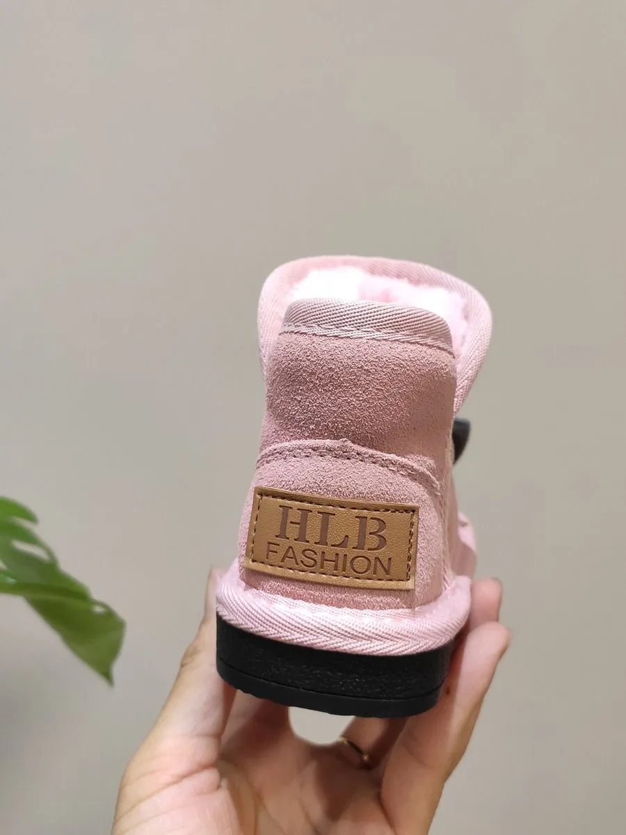 Toddler Kids Unisex Adorable Cat  Snow Boots Pink and Black