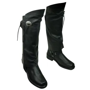 Vance Leather Black Biker Motorcycle Half Leather Chaps