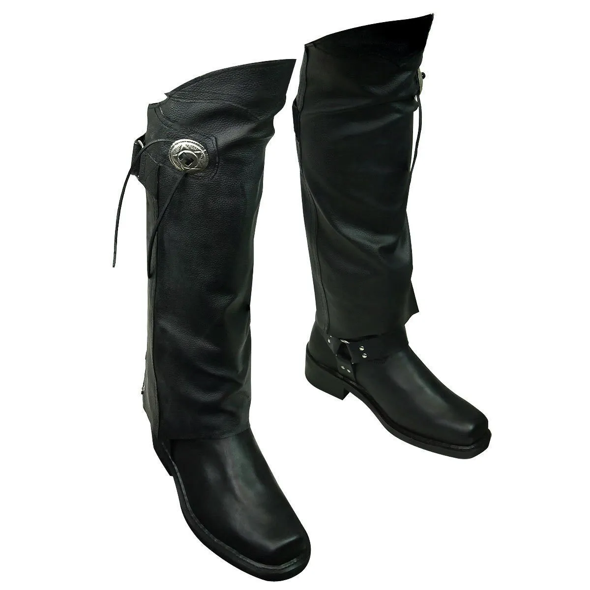 Vance Leather Black Biker Motorcycle Half Leather Chaps