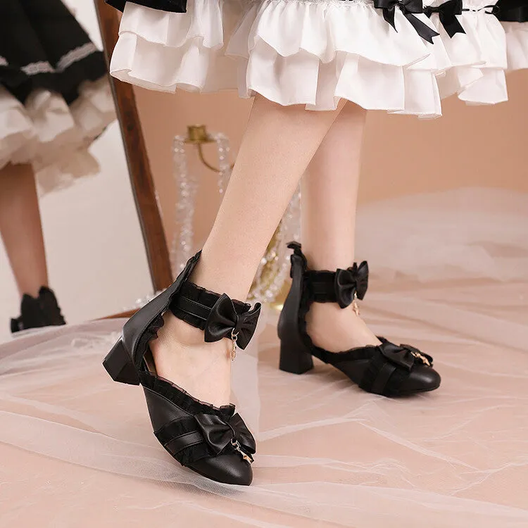 Women's Lace Bow Tie Block Heel Sandals